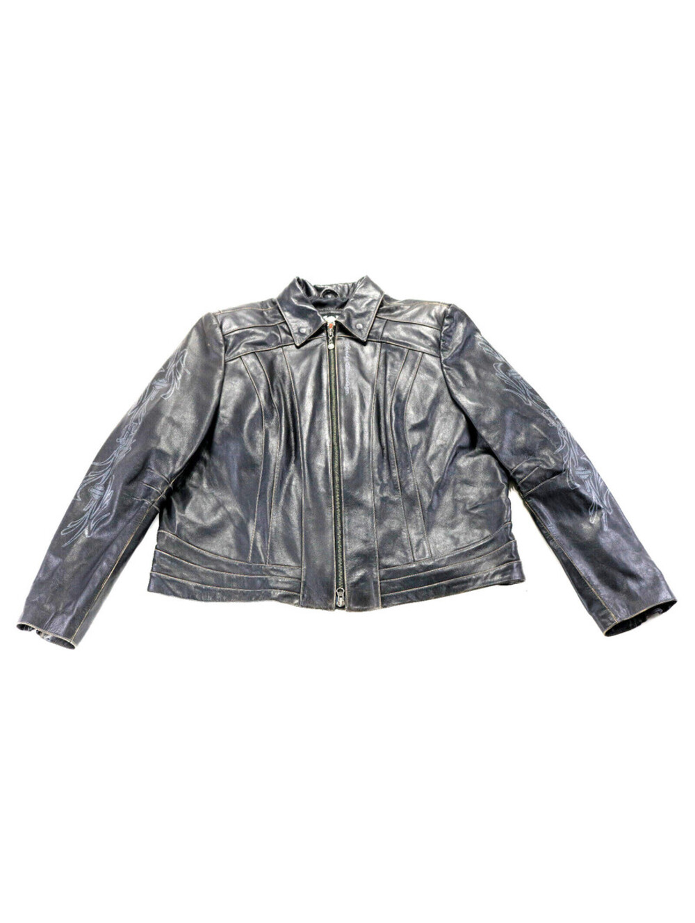 harley davidson jacket 1W black leather Escapade tribal plus size zip snap bar